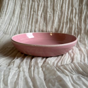 Candy Floss Pink large pasta bowl, handmade wide dish, ceramic serving bowls, pottery decor, home kitchenware, eco friendly, large dining