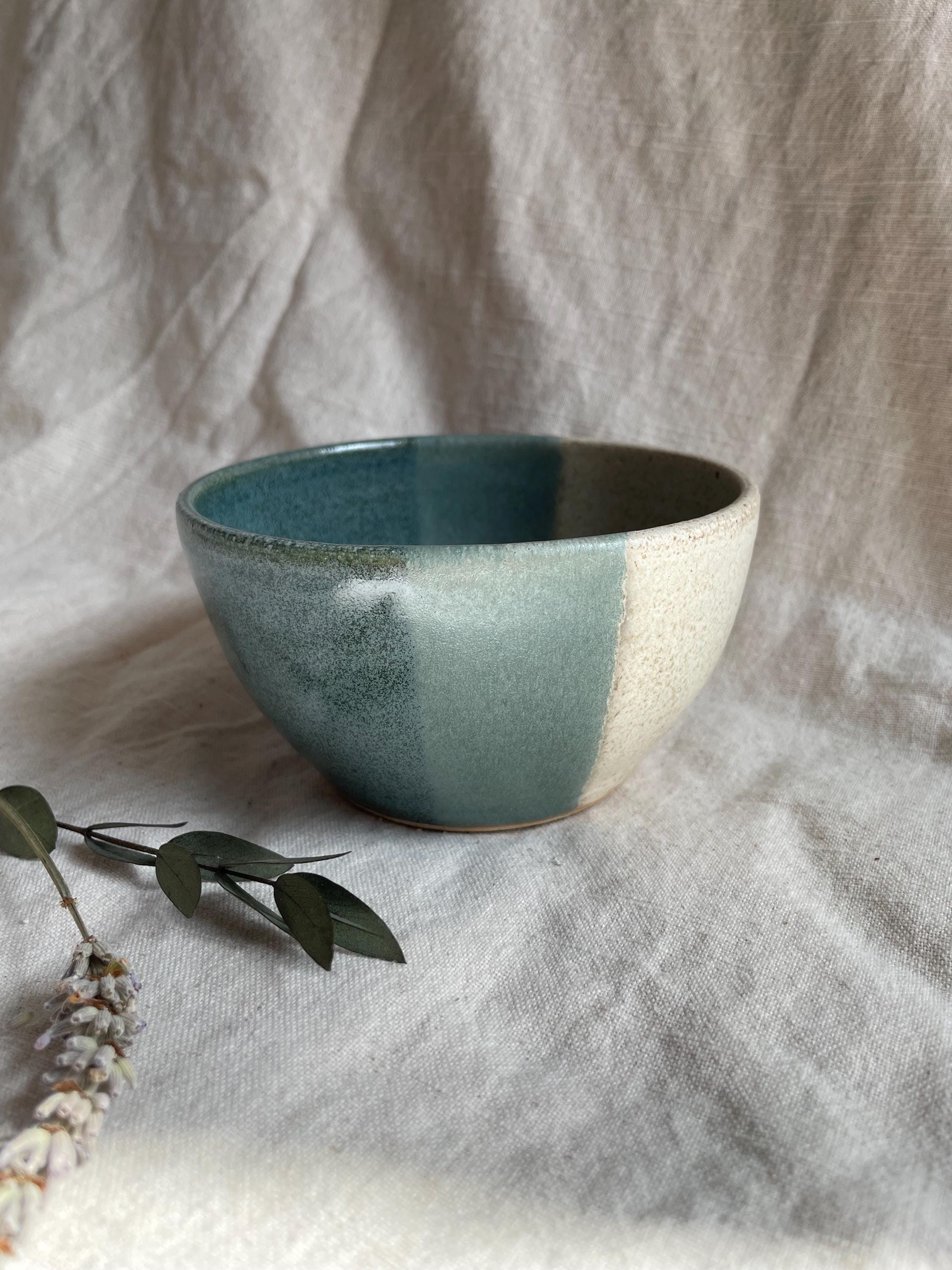 Mountains ceramic bowl, handmade glazed dish, cream stoneware kitchenware, dining nibble bowl, eco friendly living, green small bowl