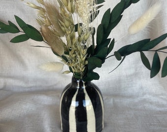 Stripe ceramic vase, bud vase bottle, Reed diffuser bottle, refillable diffuser container, Center piece vase, single stem vases