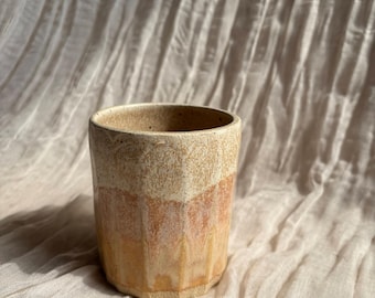 DUNES 250ml cup, Handmade ceramic beaker, orange yellow cup, 250ml summer mugs, unique british gift,tea coffee lover,beach glazed dining