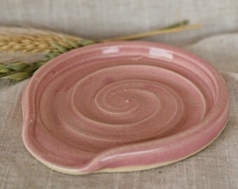 Candy floss pink spoon rest, pink kitchen decor, spring home design, spiral spoon rests.