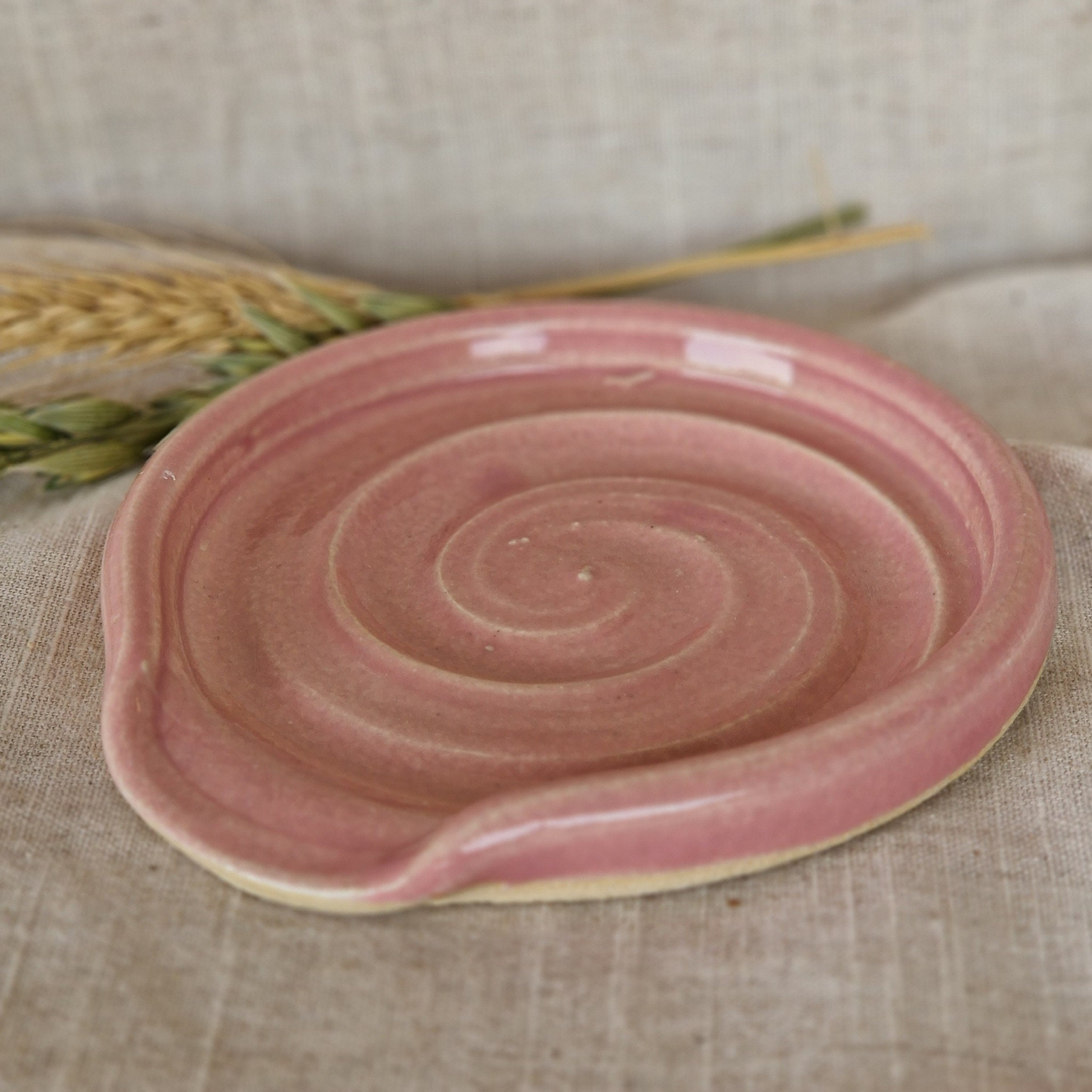 Piatti in ceramica rosa Candy Floss, piatto da pranzo fatto a mano