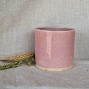 Pink ceramic planter, Handmade glazed beaker, candy floss plant pot, 200ml rose vessel, unique British gift, handcrafted plant pots image 2