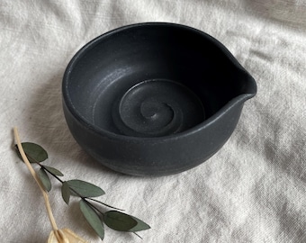 Black shaving bowl, ceramic bathroom bowl, handmade bathroom pottery, shaving utensil, thrown bathroom ceramics, eco-friendly bathroom