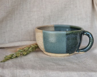 Handmade ceramic mug, round Mountains cup, 300ml Cream mugs, unique british gift, tea coffee lover, ocean glazed dining, Soft purple mugs