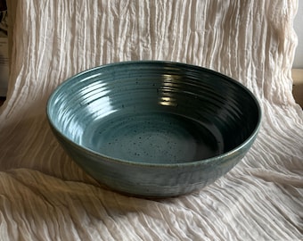 Green Fruit Bowl, handmade ceramic bowl, green and blue, glazed ceramics dish, kitchenware, decorative ceramics, dining centerpiece