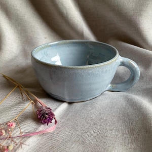 Sky blue mug, Blue glazed cup, handmade cappuccino mug, 300ml latte mugs, unique british gift, tea coffee lover, beach landscape ceramics