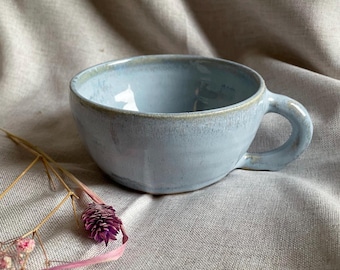 Sky blue mug, Blue glazed cup, handmade cappuccino mug, 300ml latte mugs, unique british gift, tea coffee lover, beach landscape ceramics