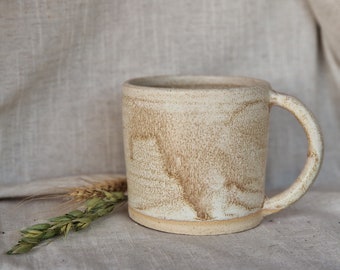 Handmade ceramic mug, Cream glazed cup, 400ml Cream mugs, unique british gift, tea coffee lover, ocean glazed dining, Soft purple mugs