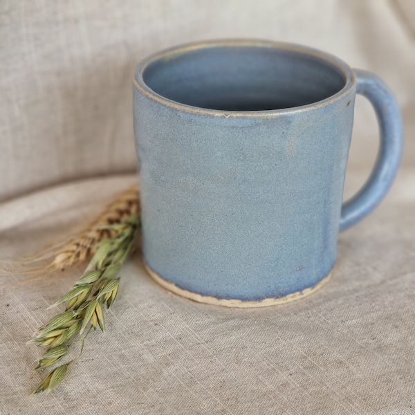 Sky Blue ceramic mug, Brown cup, 300ml brown mugs, unique british gift, tea coffee lover, ocean glazed dining,beige handmade mugs