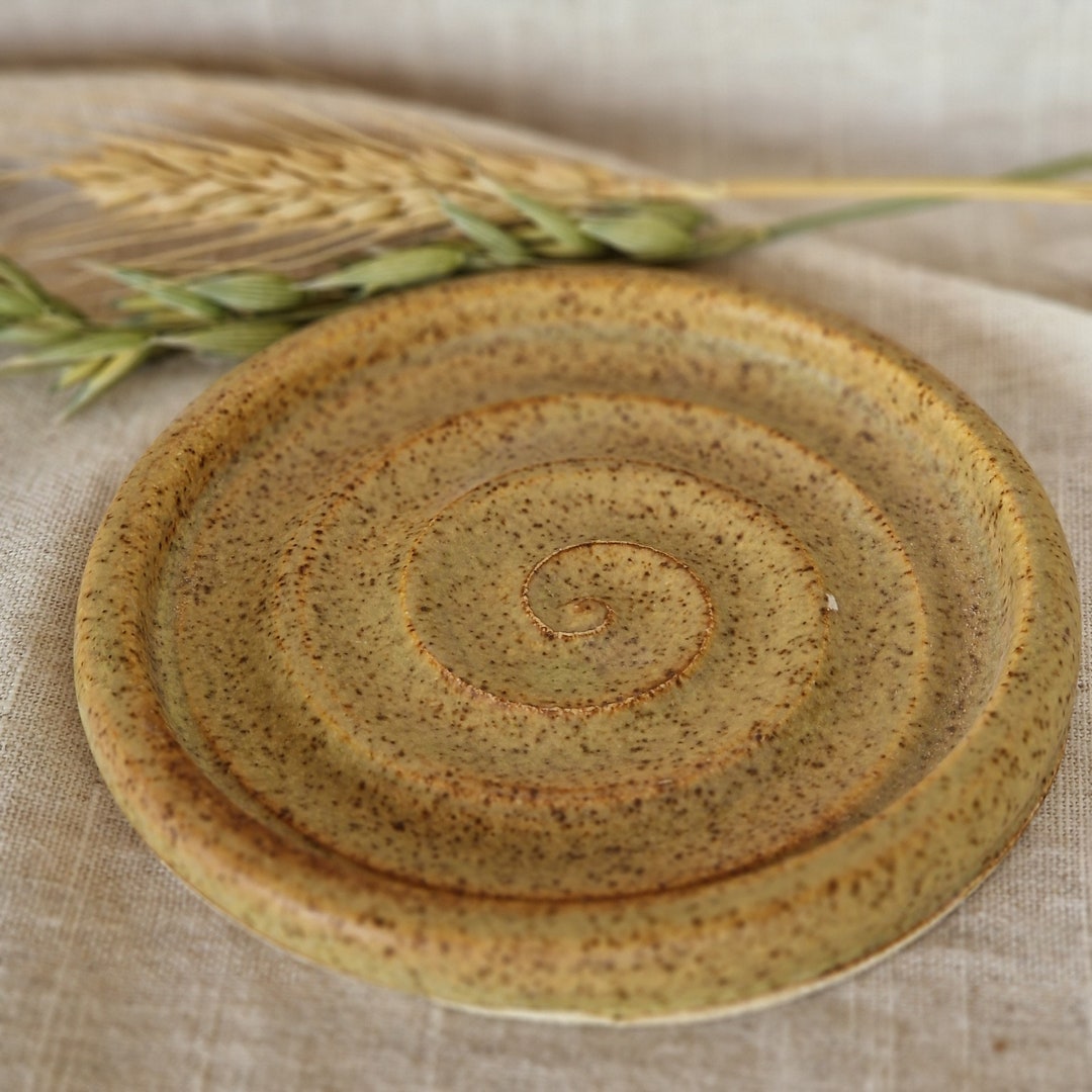 Sandstone Soap Dish, Yellow Ceramic Tray, Handmade Kitchen Pottery
