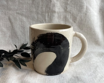The Makers Mark 400ml mug, black and white cup, neutral mug, white spring decor, simplistic kitchen crockery