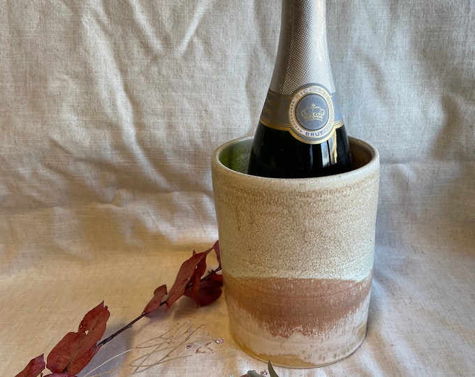 Dunes wine cooler , Handmade wine vessel, cream ceramic container, alcohol cooler pot , unique British gift, handcrafted champagne cooler