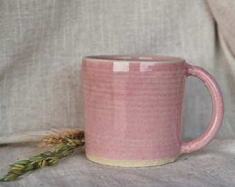 Taza de algodón de azúcar rosa de 300 ml, tazas de color rosa bebé, decoración del hogar rosa, diseño de cocina de primavera, taza rosa linda