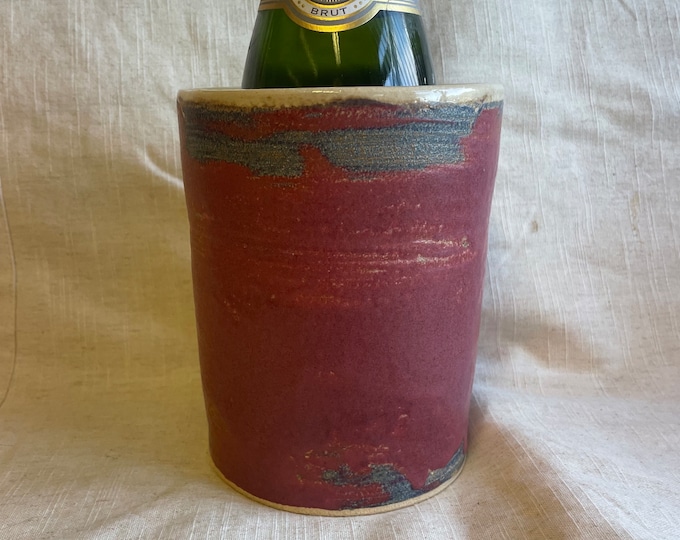 Pink wine cooler , Handmade wine vessel, white ceramic container, alcohol cooler pot , unique British gift, handcrafted champagne cooler