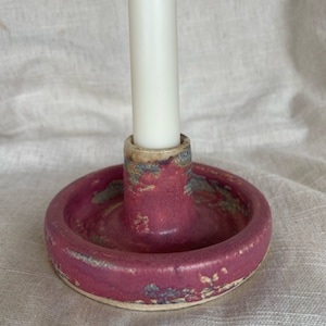 Berry Pink candlestick holder, rose candle gift homeware, boho home decor, bright candlestick holder image 2