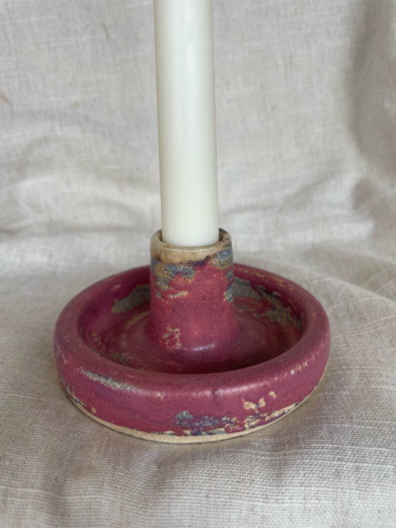 Berry Pink candlestick holder, rose candle gift homeware, boho home decor, bright candlestick holder image 2