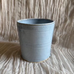 Sky Blue ceramic planter, Handmade glazed beaker, sky blue plant pot, 200ml ocean vessel, unique British gift, handcrafted plant pots