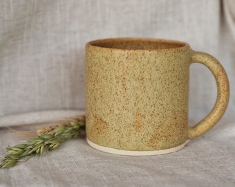 Handmade ceramic mug, Sandstone glazed cup, 300ml Yellow mugs, unique british gift, tea coffee lover, ocean glazed dining, Soft sunshine mug