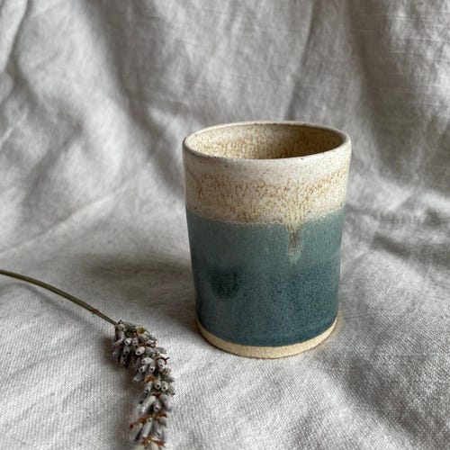 Ceramic Double Espresso cup, 100ml mountains mugs, green ceramic mug,  handmade clay cups, unique gift, espresso coffee lover, ceramics shot