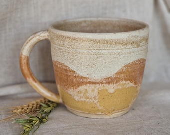 NEW DUNES 500ml mug, Handmade ceramic mug,  orange  yellow cup, 500ml summer mugs, unique british gift, tea coffee lover,beach glazed dining