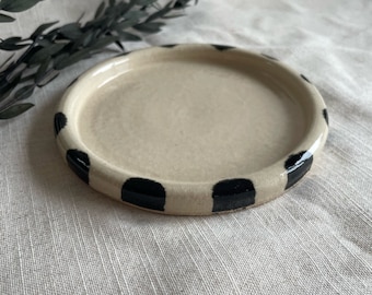NEW Striped Cake Plate, handmade cake ceramics, afternoon tea, black and white plate, handcrafted serving ceramics, home kitchen decor