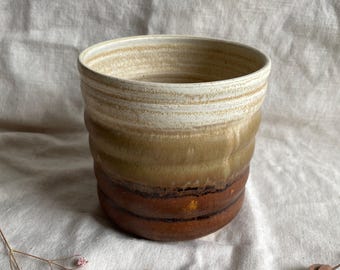 Sandstorm Bubble ceramic planter, Handmade glazed, cream brown plant pot, large vessel, unique British gift, handcrafted red plant pots,
