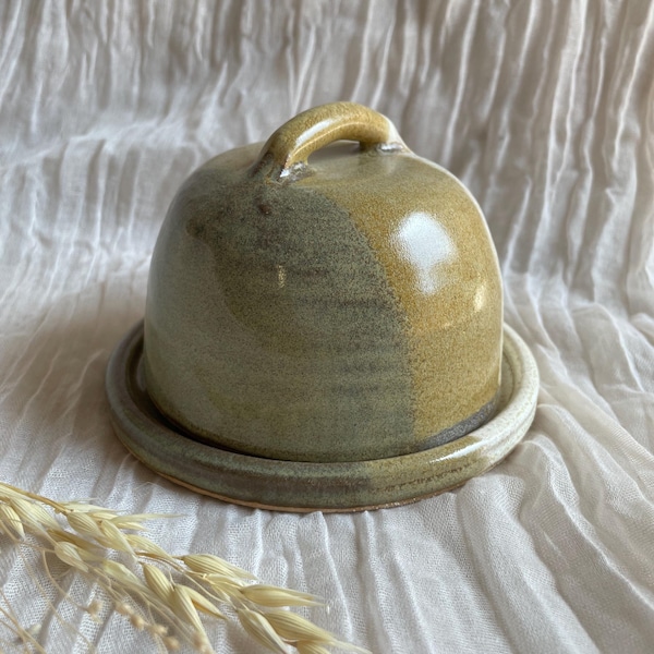 Bamboo ceramic butter dish, handmade butter cellar, hand thrown butter dishes