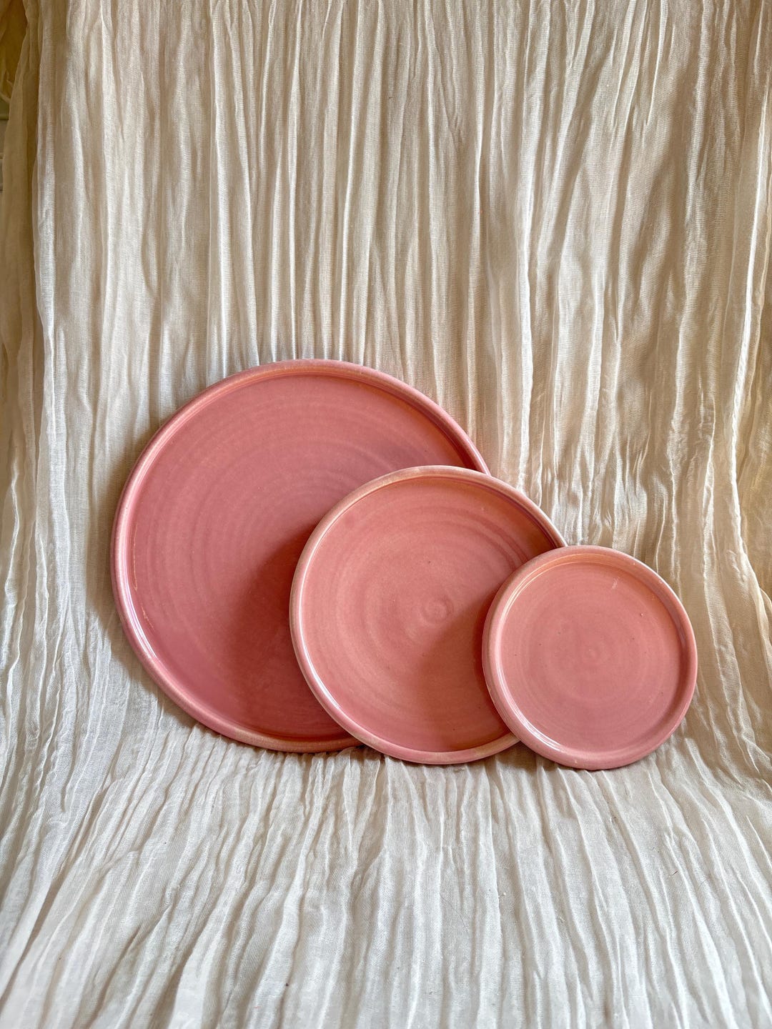 Candy Floss Pink Ceramic Plates, Handmade Lunch Plate Unique