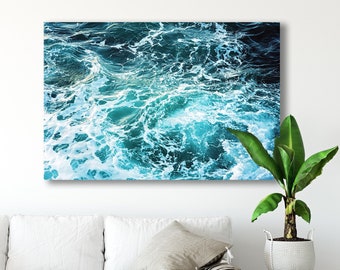 Ocean Wall Art, Water Print, Blue Wall Art, Modern Decor, Ocean Waves Print, Blue Canvas Art, Blue Ocean Print, Pacific Ocean, Bathroom Art