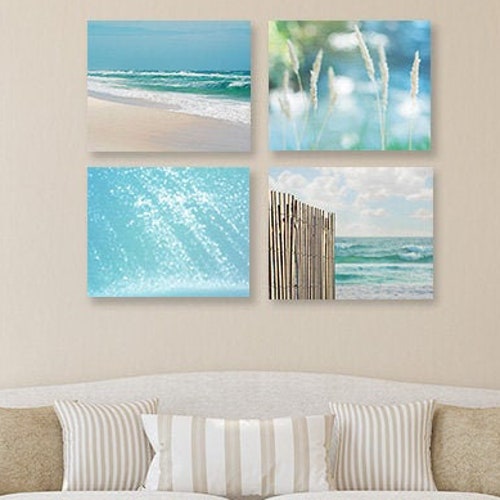 Beach Wall Decor SET of FOUR Prints or Canvases Beach Etsy
