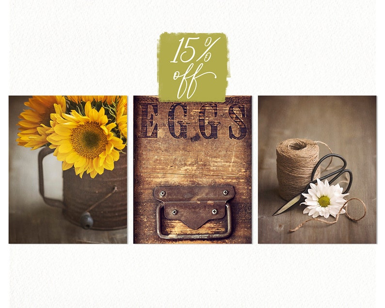 Country Kitchen Wall Art SET of THREE Prints or Canvases Etsy