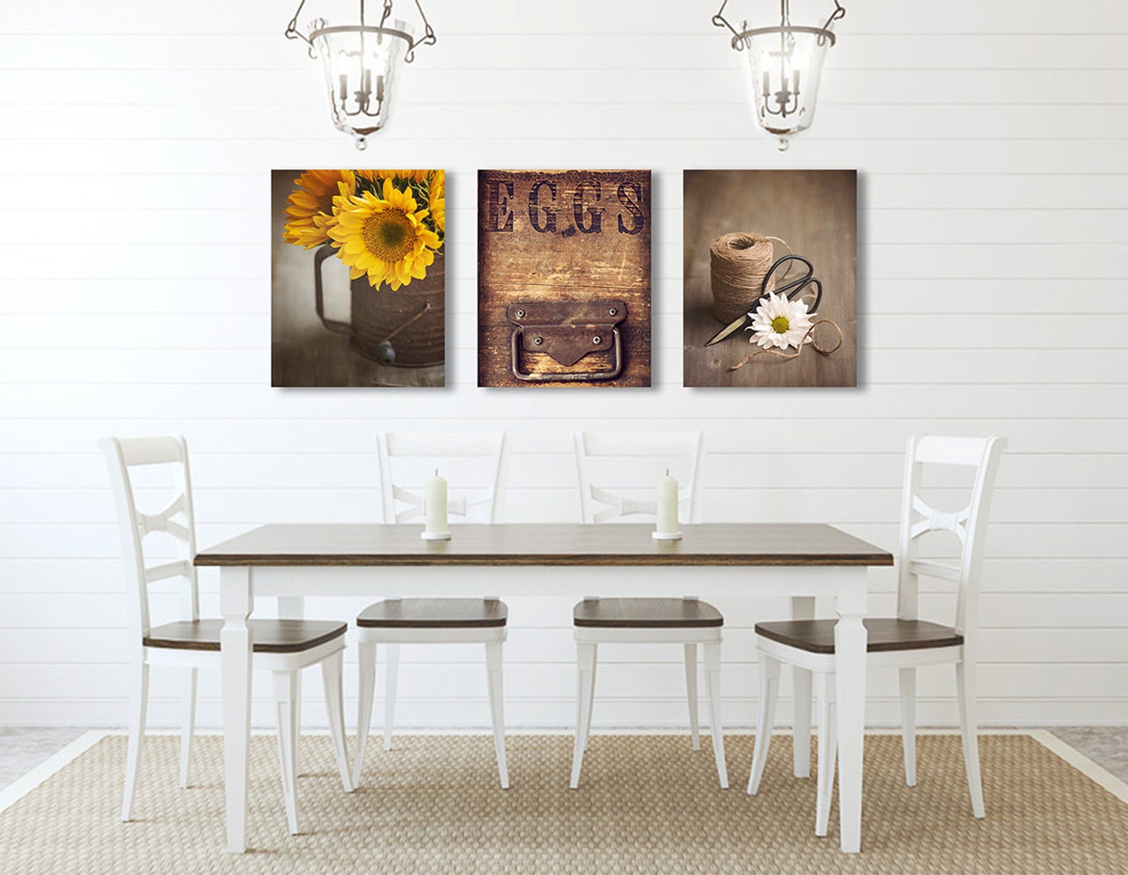 Country Kitchen Wall Art SET of THREE Prints or Canvases Etsy