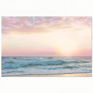 Beach Wall Art, Pink Bathroom Decor, Pastel Wall Art, Pink Beach Art, Beach Art Print, Pastel Sunset Art, Nursery Wall Art, Girls Room Unframed Print