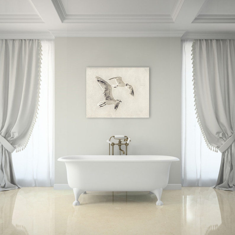 Rustic COASTAL Wall Art Seagull Photo Sepia Beach Art Etsy