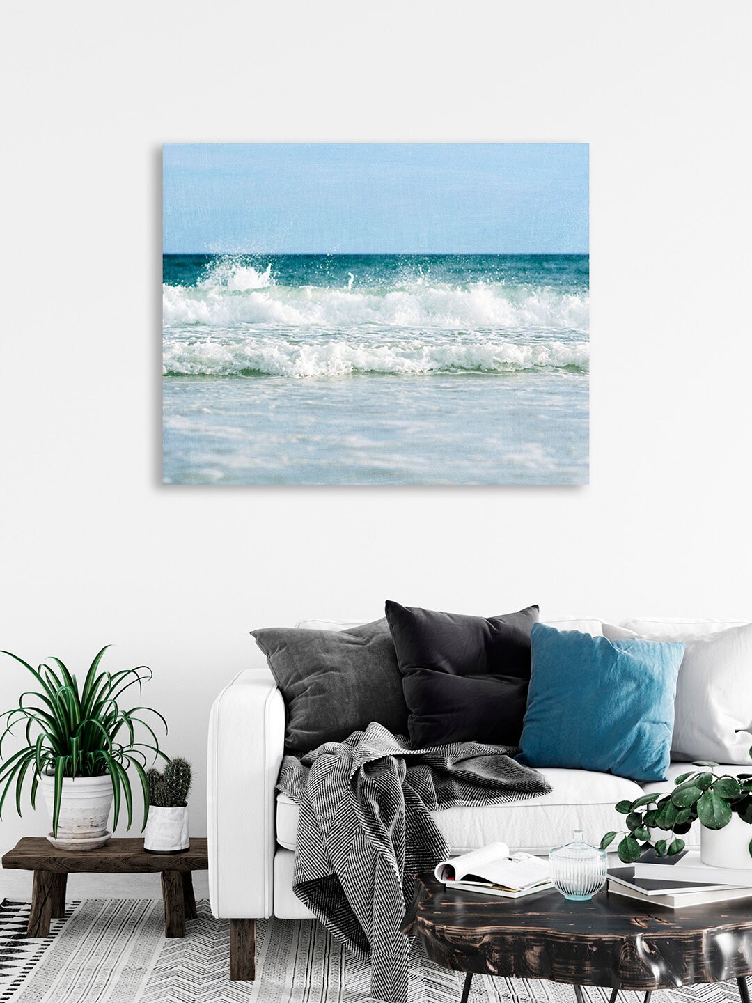 Beach Wall Decor Blue Beach Art Coastal Wall Art Beach Etsy