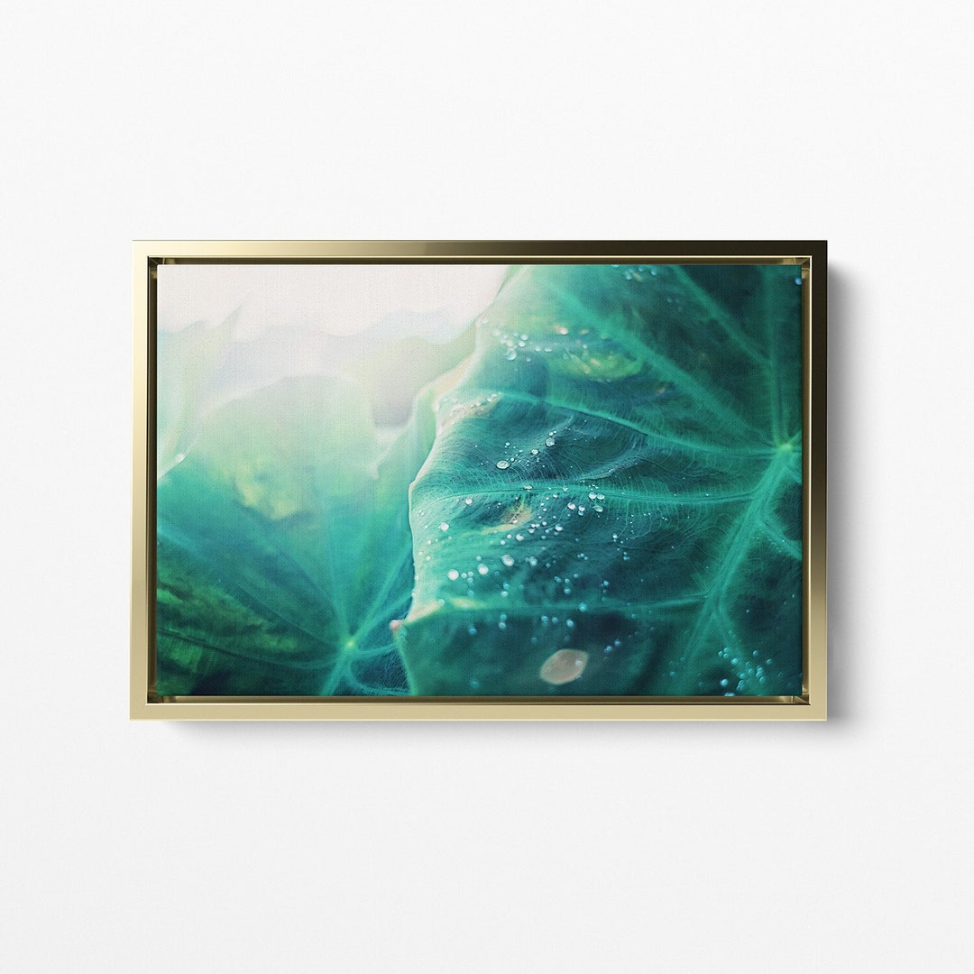 Teal Green Wall Art Tropical Wall Decor Leaf Print Bathroom Etsy