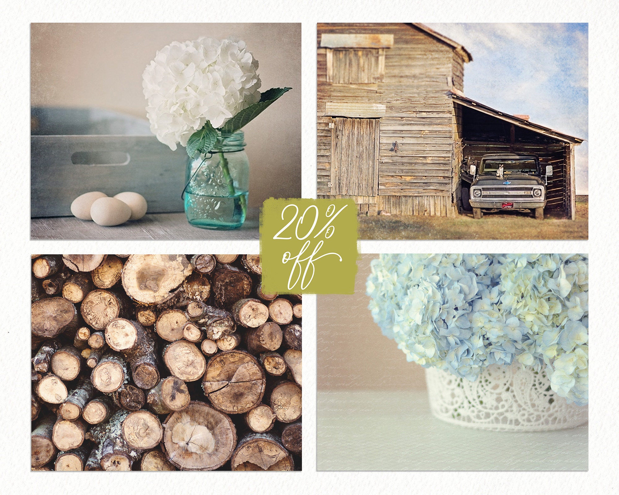 Rustic FARMHOUSE Wall Art Farmhouse Wall Decor SET of FOUR Etsy