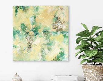 Tropical Wall Art, Large Wall Art, Tropical Decor, Abstract Modern Art, Modern Art Prints, Square Wall Art, Yellow Art, Green Wall Art Print