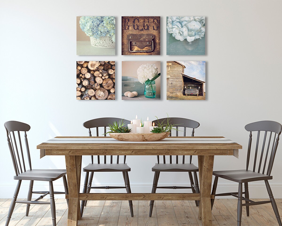 Rustic FARMHOUSE Gallery Wall Set Six SQUARE Prints or Etsy