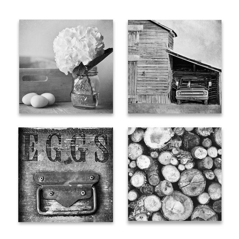 Rustic Wall Decor Farmhouse Art Black and White Photo SET Etsy
