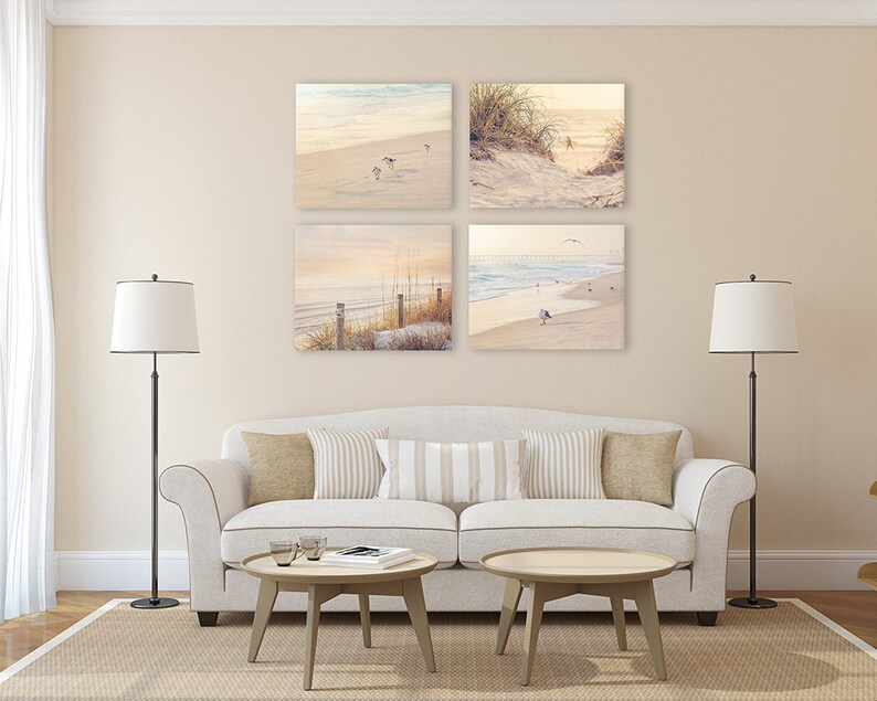 Beach Wall Art Coastal Wall Decor SET of FOUR Prints or Etsy