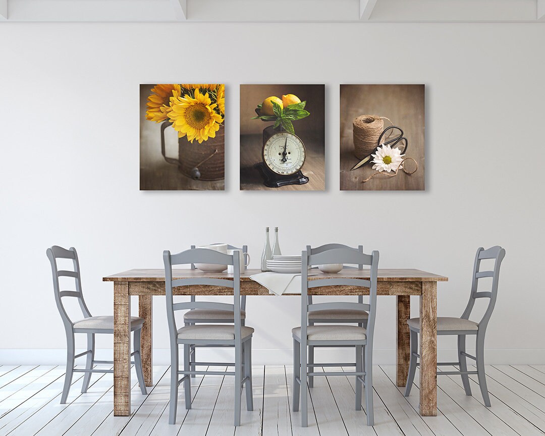 YELLOW Kitchen Art Wall Art Set for Kitchen or Dining Room Etsy