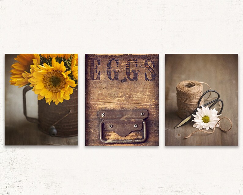 Country Kitchen Wall Art SET of THREE Prints or Canvases Etsy