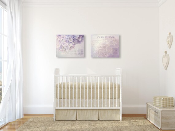 Shabby Purple Wall Art Set Of Two Prints Or Canvases Shabby Chic Wall Art Purple Girls Nursery Decor French Cottage Decor Lavender Art