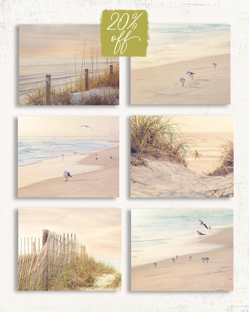 Coastal Wall Art Shabby Chic Beach Decor SET of SIX Prints or Etsy