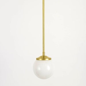 Medium Opal Glass Pendant Light - Brass