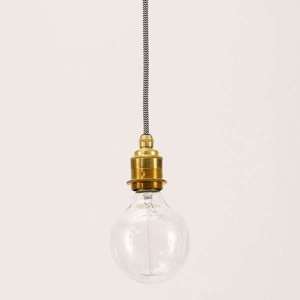 Brass / Nickle / Bronze Pendant Light with Fabric Cable