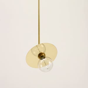 Arc brass pendant light with brass tube and adjustable joint image 1