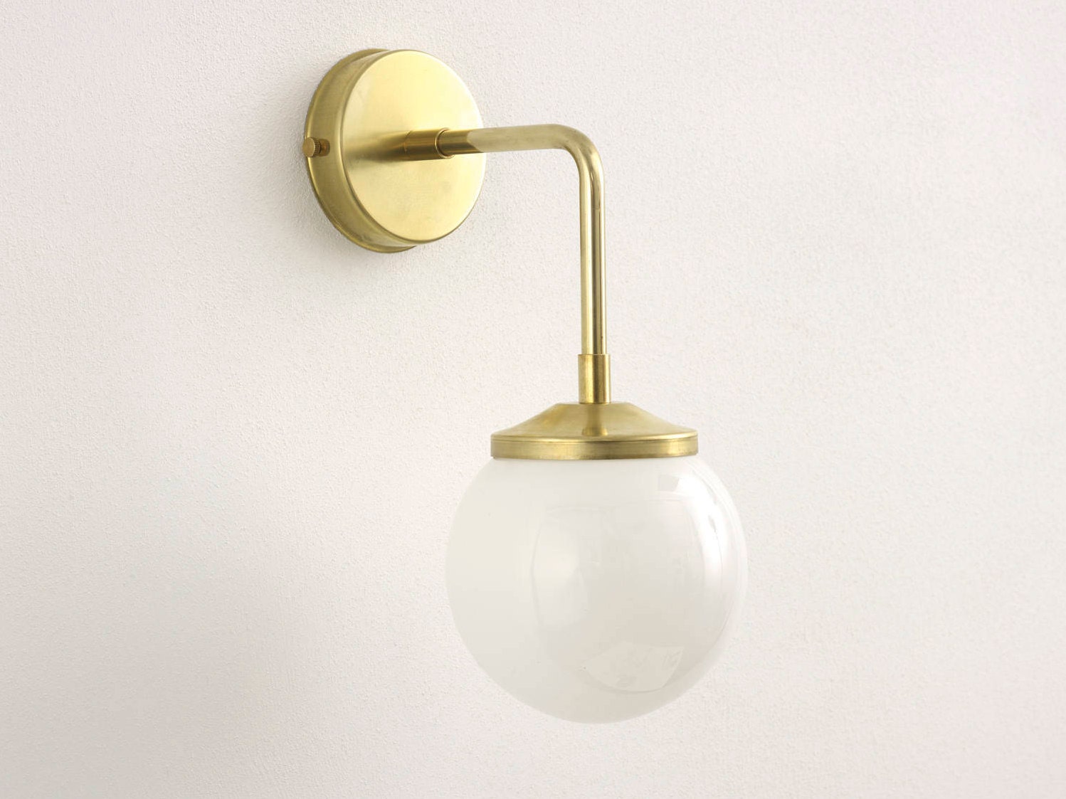 Brass Wall Light With Opal Glass - Etsy